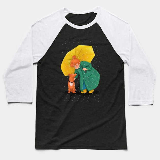 Rainy walkies and love illustration Baseball T-Shirt by illograph